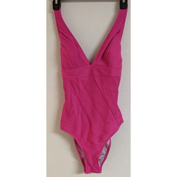 NWT~ CUPSHE Pink Ribbed One Piece "Tummy Contouring" Swimsuit SMALL - Picture 1 of 9